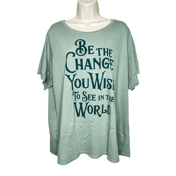 Awake Women’s Graphic T-Shirt Be The Change You Wish To See In The World Size 2X - Picture 1 of 4